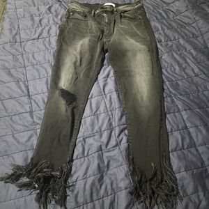 Frayed Hem Black Kancan Jeans